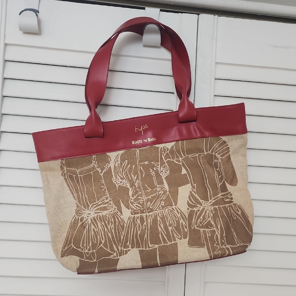 Women's Red and Tan Tote Bag